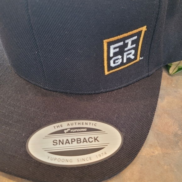 FIGR Snapback Ballcap, Black with Green Underside Flat Brim, FIGR Logo - Picture 5 of 10